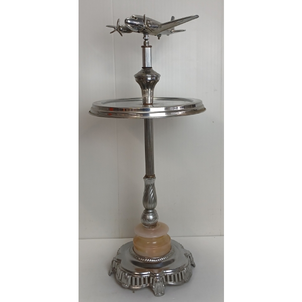 CHROME LIGHT UP AIRPLANE ASHTRAY STAND