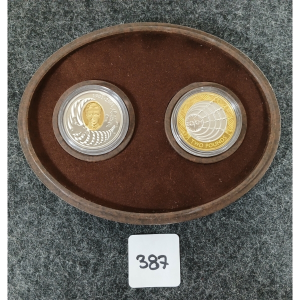 2001 CDN $5 & BRITISH 2 POUND COIN SET - GUGLIELMO MARCONI