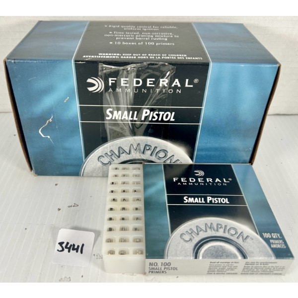 PRIMERS: 1000X FEDERAL NO.100 SMALL PISTOL STANDARD 