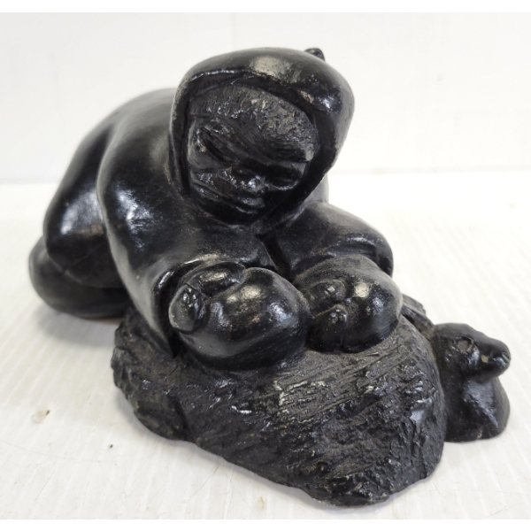 MAN HUNTING SEAL BY JOHNNY INUKPUK JR (1930 - 1984) - STONE