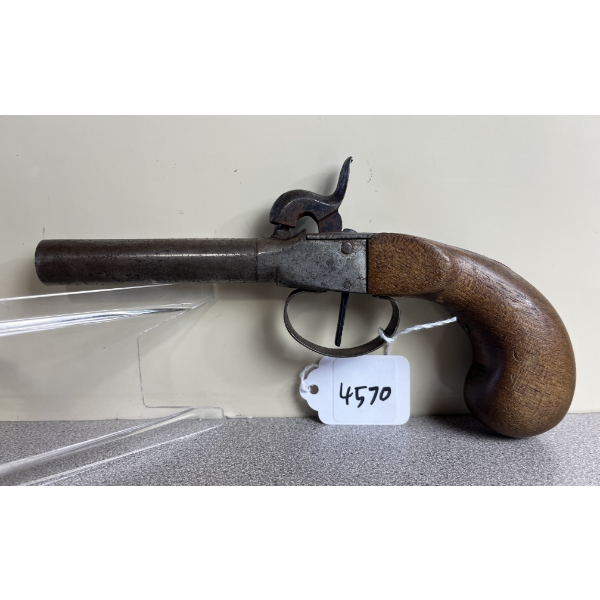 UNKNOWN ANTIQUE PERCUSSION PISTOL IN APPROX .40 BP