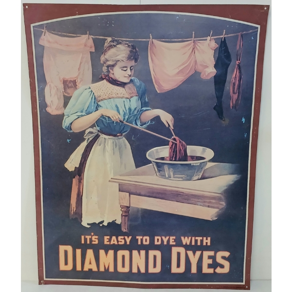 "IT'S EASY TO DYE WITH DIAMOND DYES" - SST EMBOSSED SIGN