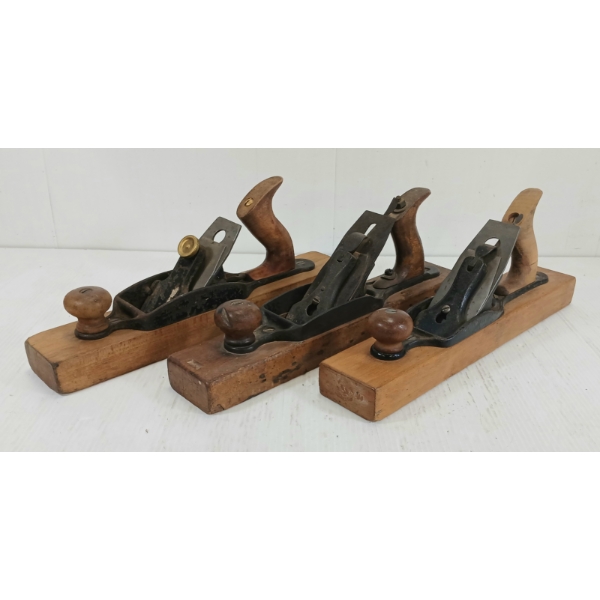 LOT OF 3 - TRANSITIONED WOOD BASE HAND PLANES - INCL UNION NO. 537 & OHIO NO. 359 ETC
