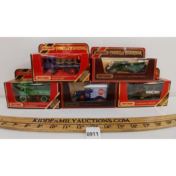 LOT OF 5 - MATCHBOX MODELS - INCL Y-25 1910 RENAULT AMBULANCE, ETC.