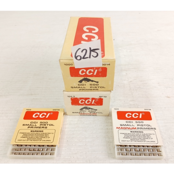 PRIMERS: 2000X CCI #500 & #550 SMALL PISTOL PRIMERS