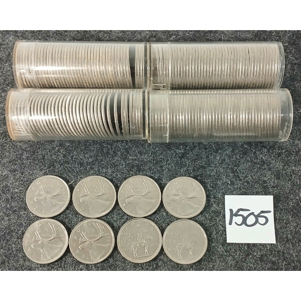 QTY OF 1973-1979 CDN 25 CENT COINS - ROLLED