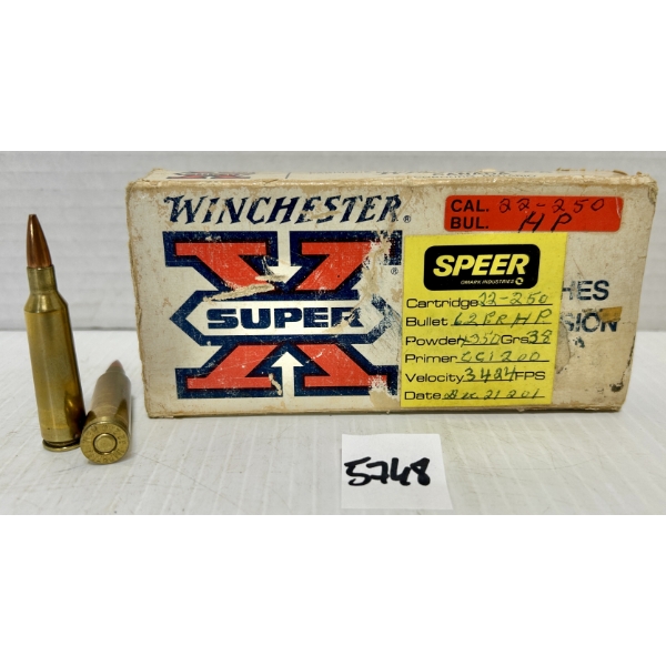 AMMO: 17X .22-250 REM 62GR. HP - RELOADS