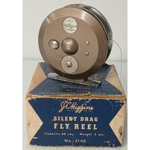 J.C. HIGGINS SILENT DRAG FLY REEL NO. 3140 W/ BOX