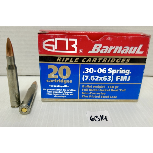 AMMO: 20X BARNAUL .30-06 SPRG - 168 GR FMJ