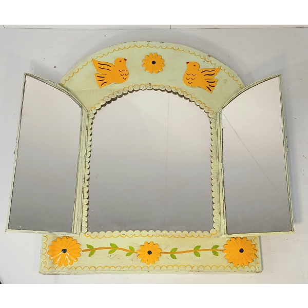 HAND-PAINTED TIN DOOR SHUTTER MIRROR