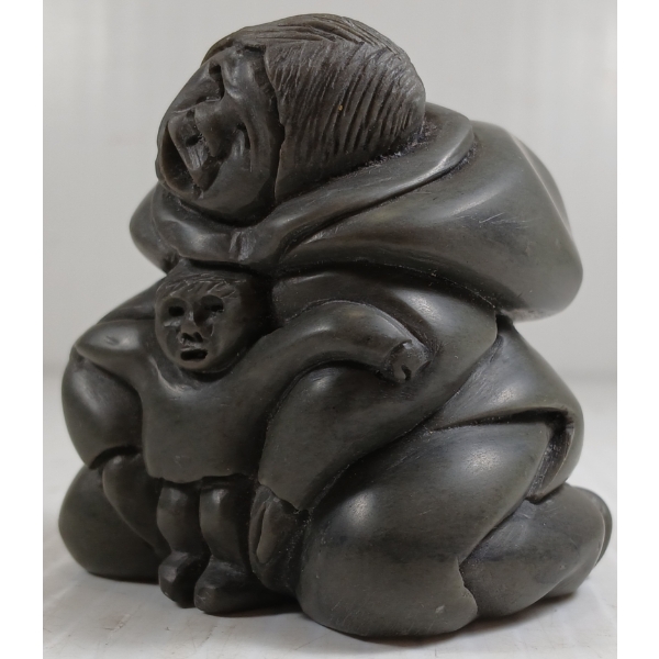  MY SON'S FIRST STEPS  BY SILAS KAYAKJUAK(1956 - 2024) - STONE