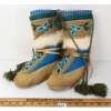 Image 1 : PAIR OF EMBROIDERED FELT LINED MUKLUKS W/ WHITE RABBIT TRIM