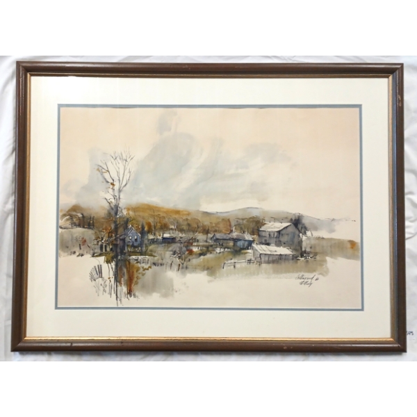 "COLLINGWOOD" BY W. MCHELLY - FRAMED WATERCOLOUR & INK ON PAPER