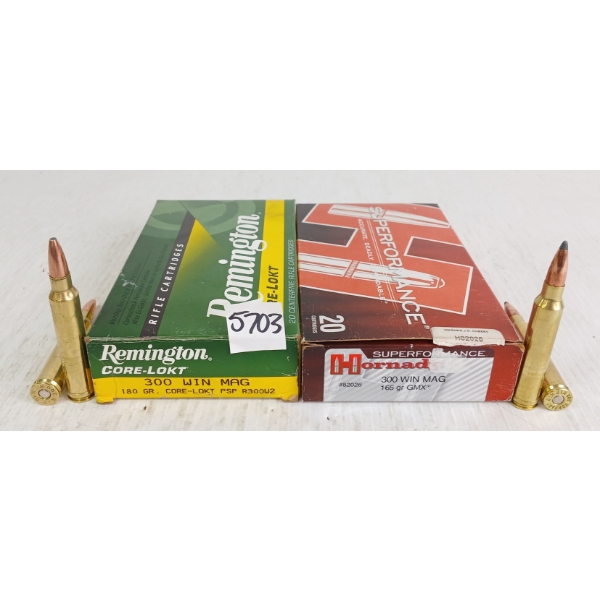 AMMO: 40X REMINGTON & HORNADY - .300WIN MAG - 165 & 180GR