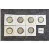 Image 1 : LOT OF 7 - 1937 - 1968 CDN SILVER 25 CENT PCS