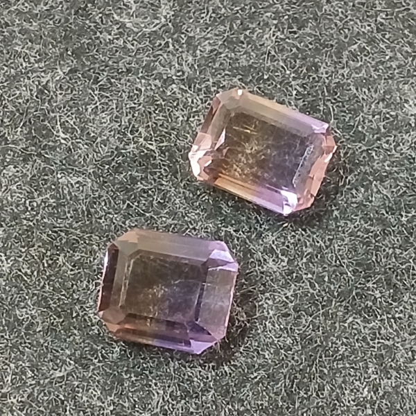 LOT OF 2 - NATURAL BI-COLOUR AMETRINES - OCTAGON CUT