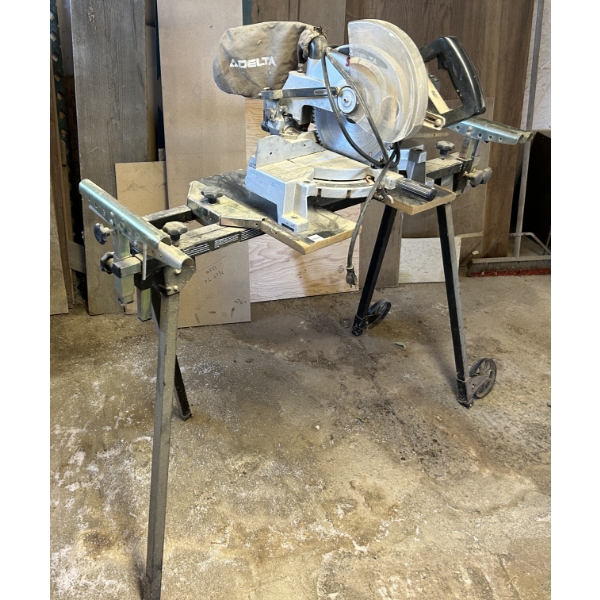 DELTA MITER SAW - 10 INCH - ON SHOP CART
