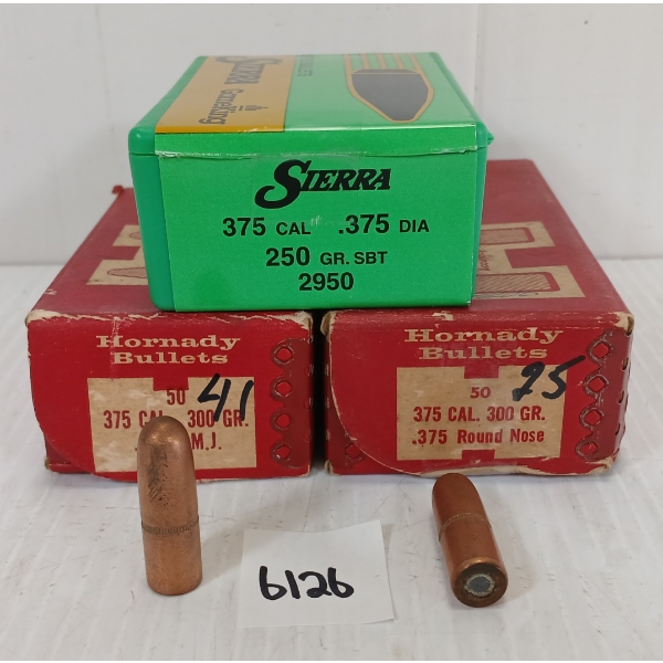 BULLETS: 116X HORNADY & SIERRA .375 - 250 & 300GR - FMJ, RN & SBT