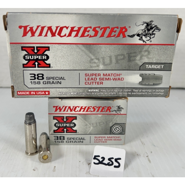 AMMO: 100X WINCHESTER .38 SPL 158GR. LSWC