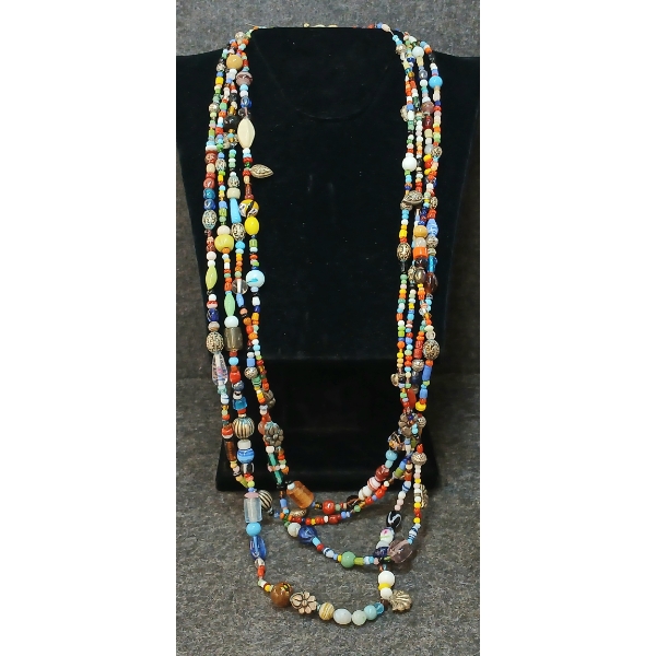 ITALIAN GLASS BEADED 4 STRAND NECKLACE