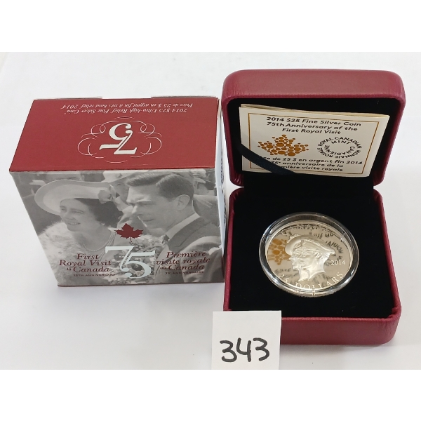 RCM 2014 $25 SILVER COIN - 75TH ANNIVERSARY OF THE FIRST ROYAL VIST