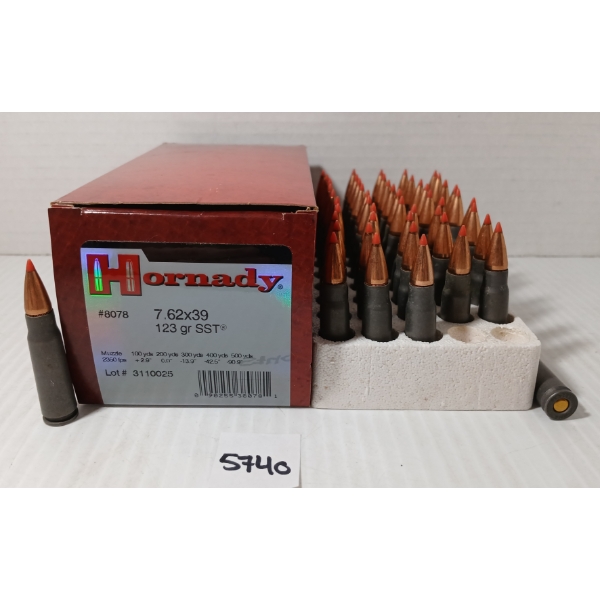 AMMO: 50X HORNADY 7.62X39 - 123GR - SST