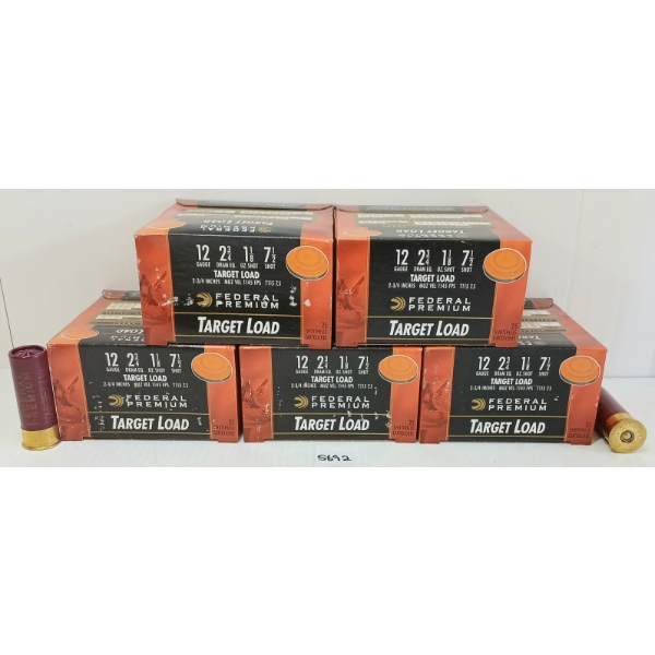 AMMO: 125X FEDERAL 12GA - 2 3/4IN - #7 1/2 SHOT 