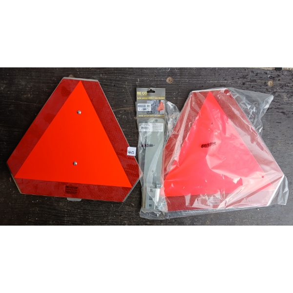 LOT OF 3 - SLOW MOVING VEHICLES REFLECTIVE SIGNS & BRACKET