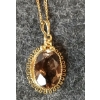 Image 2 : SMOKEY TOPAZ & GOLD TONED EARRINGS & NECKLACE SET