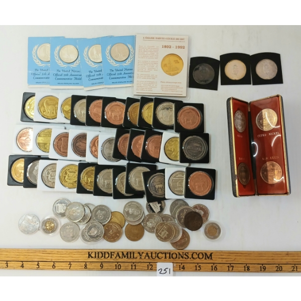 QTY OF MISC TOKENS - INCL 1973 PEI SET, 1967 CONFEDERATION & YELLOWHEAD ATHLETIC - 3.5 LBS