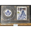 Image 1 : 1991 UDC NHL TORONTO MAPLE LEAFS WENDEL CLARK HOCKEY CARD & PUCK - AUTOGRAPHED
