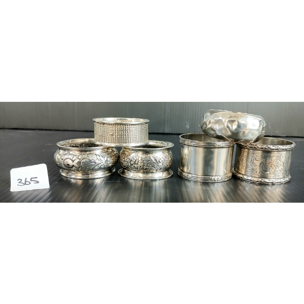 LOT OF 6 - STERLING SILVER NAPKIN RINGS
