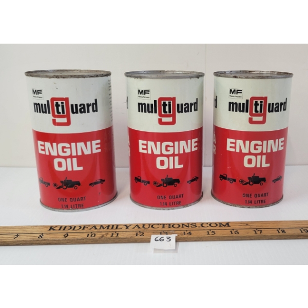 LOT OF 3 - MF MULTIGUARD ENGINE OIL QT CANS