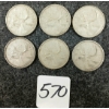 Image 1 : LOT OF 6 - 1955-1965 CDN 25 CENT COINS