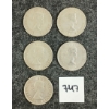 Image 2 : LOT OF 5 - 1959 CDN 50 CENT SILVER COINS