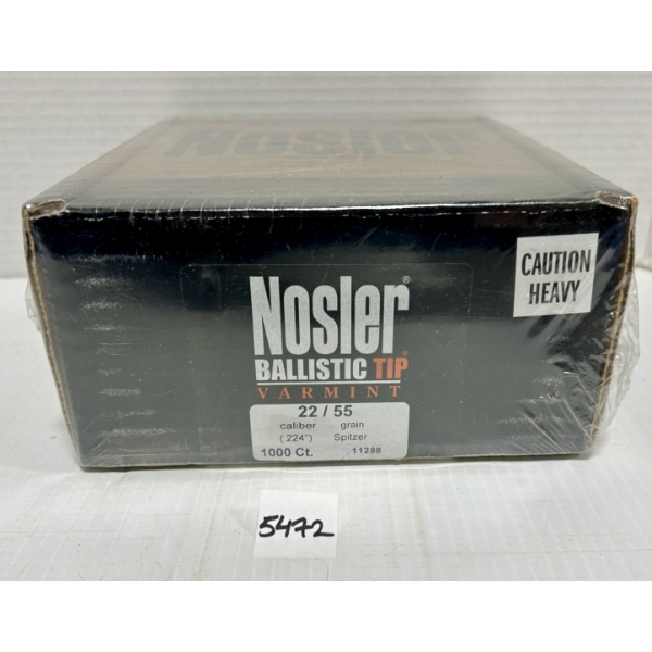 BULLETS: 1000X NOSLER BST VARMINT .22 CAL (.224IN DIA) 55GR. - SEALED