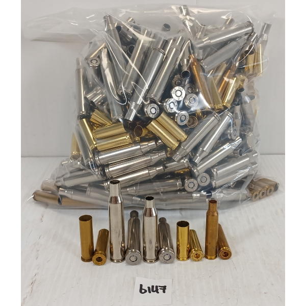 BRASS: APPROX 370X MISC MIXED BRASS - INCL 9MM WIN MAG, .222 MAG, ETC