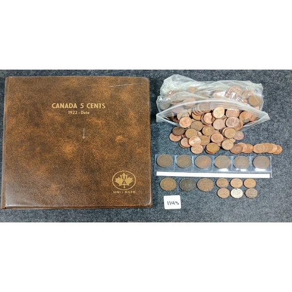 QTY OF 1918-1972 CDN 1 & 5 CENT COINS