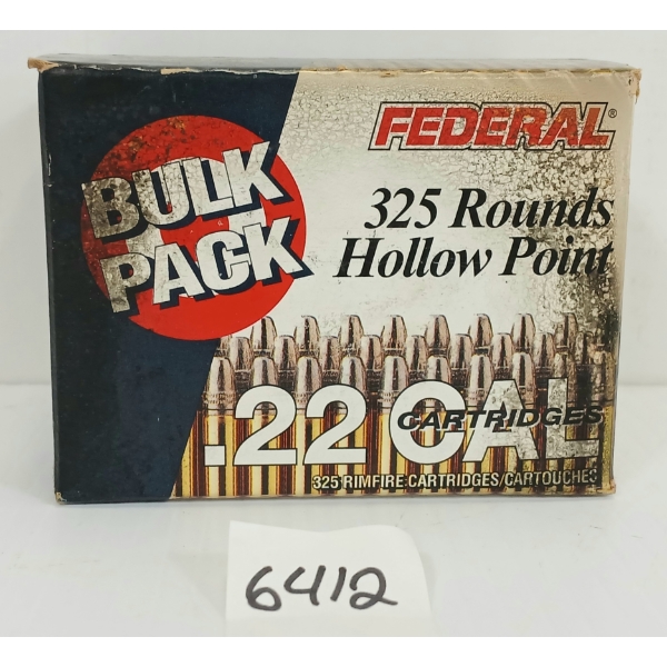 AMMO: 325X FEDERAL .22 LR - 36 GR. - SEALED
