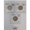 Image 1 : LOT OF 3 - 1917-1919 CDN 25 CENT SILVER COINS