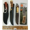 Image 1 : LOT OF 4 - WOOD GRAIN & ANTLER HANDLED FOLDING & FIXED BLADE KNIVES W/ SHEATHS