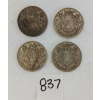 Image 1 : LOT OF 4 - 1939 - '43 CDN 50 CENT SILVER COINS