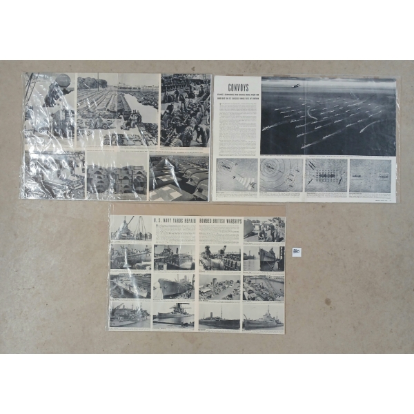 LOT OF 3 - "IT'S A BIG WAR", "CONVOYS" & "US NAVY YARDS REPAIR" - NEWS ARTICLES