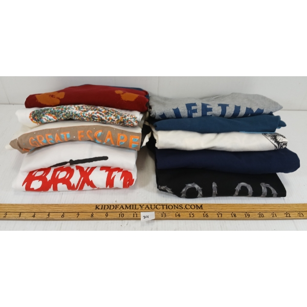 LOT OF 10 - MISC MEN'S MEDIUM SHIRTS - MFG BRIXTON, POLER, ETC