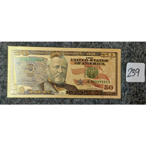 2009 U.S. $50 BANKNOTE - 24K GOLD LEAF