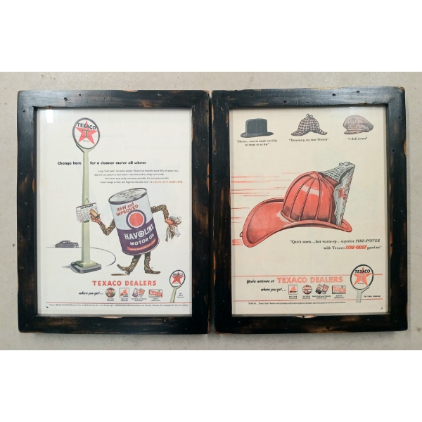 LOT OF 2 - FRAMED TEXACO DEALERS ADVERTISEMENTS