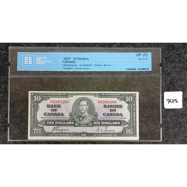1937 CDN $10 BANKNOTE - CCCS GRADED