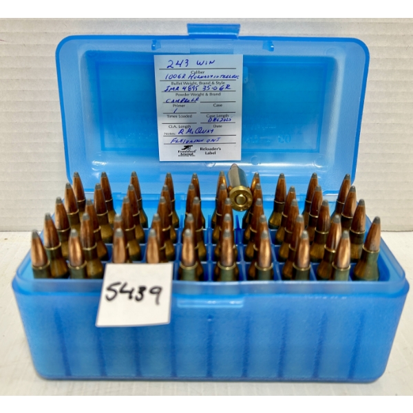 AMMO: 50X .243 WIN 100GR. - RELOADS