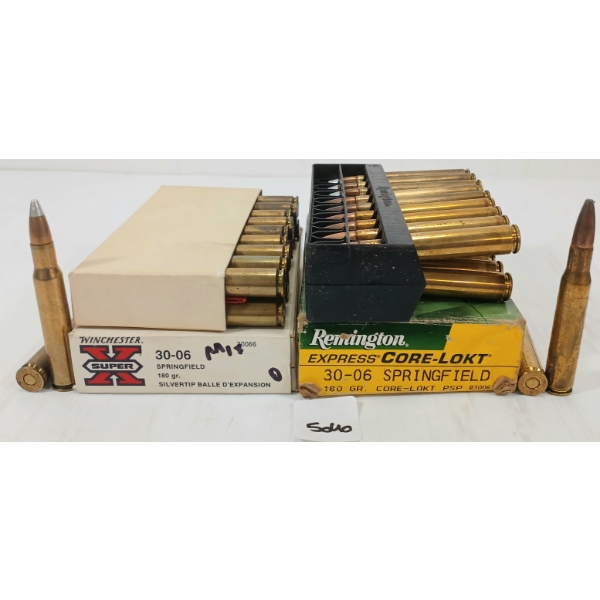 AMMO: 40X REMINGTON & WINCHESTER SUPER X .30-06 SPRG - 180GR - CORE-LOKT PSP & SILVERTIP
