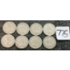 Image 2 : LOT OF 8 - 1954 CDN 25 CENT COINS